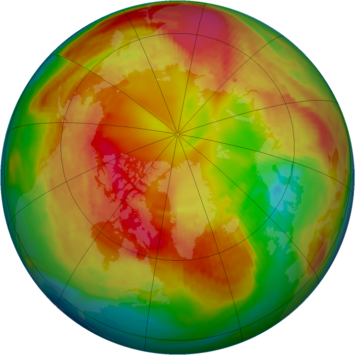 Arctic ozone map for 20 February 1991